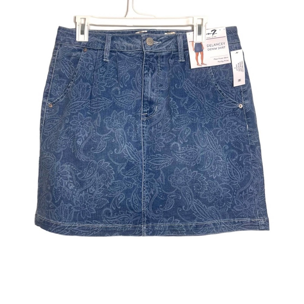 Seven7 Women’s Paisley Print Delancey Denim Mini Skirt NWT SZ 14